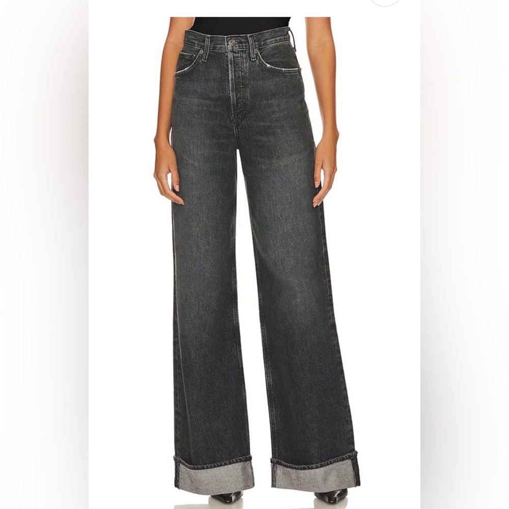 Agolde Dame High Rise Wide Leg Jean in Ditch, size 34. Excellent condition!